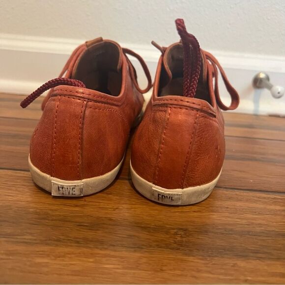 Frye Maya Leather Sneakers Tennis Shoes Low Lace-Up Orange Size 9 - Picture 3 of 11